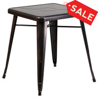 Flash Furniture CH-31330-29-BQ-GG Antique Square Metal Table in Black